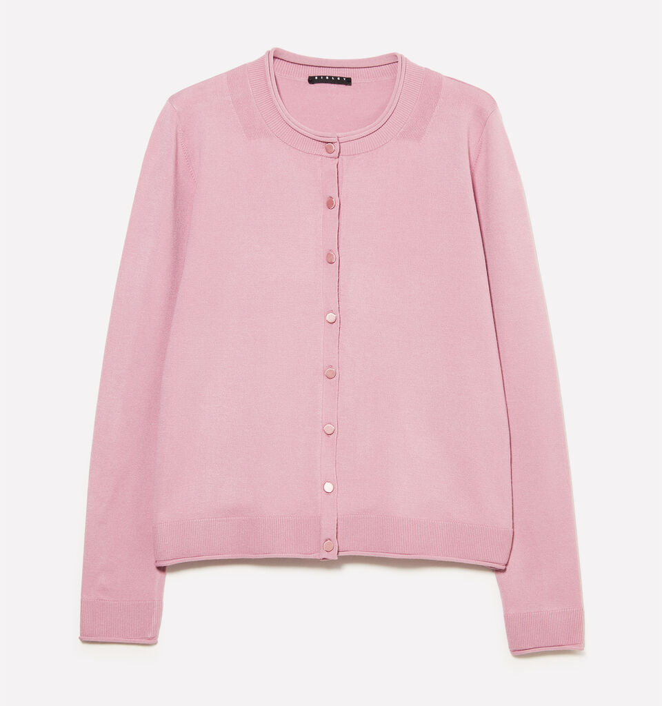 Mauve regular fit cardigan - women's cardigans - Pink | Sisley image number 5